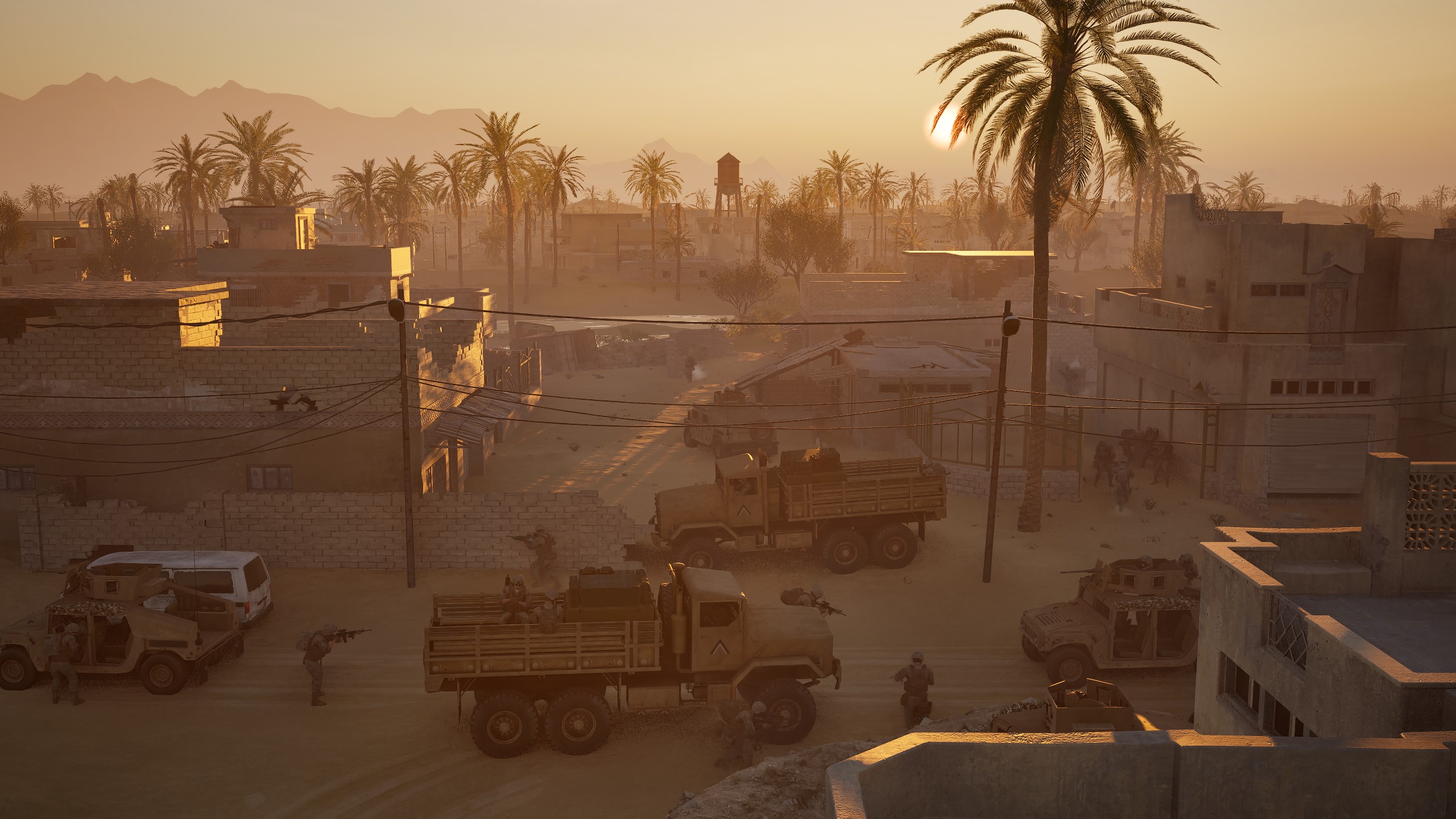 Squad members gathered on the battlefield